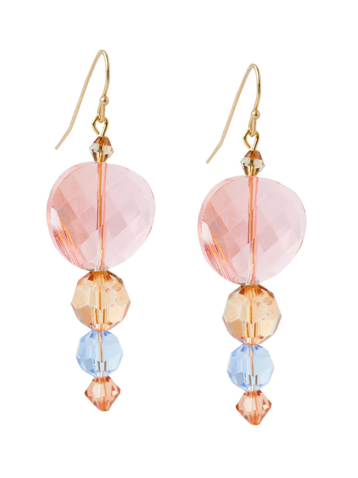 18K Matte Gold Plated Multi-colored Crystal Earrings