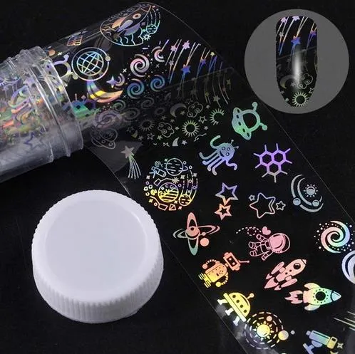 4*100cm/Roll Holographic Nail Foil Flame Dandelion Panda Bamboo Holo Nail Art Transfer Sticker Water Slide Nail Art Decals