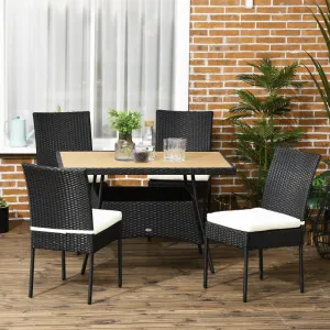 5pc Patio Rattan Dining Set - Cream