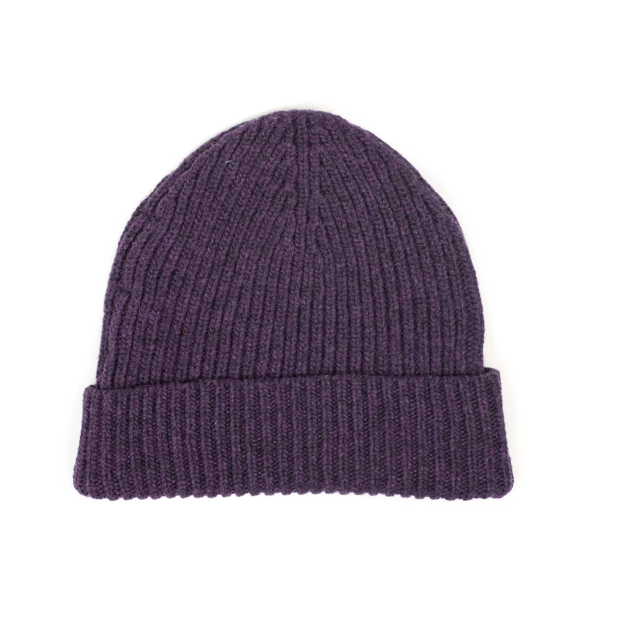 Aasmara wool beanie hat in dark purple wool mix