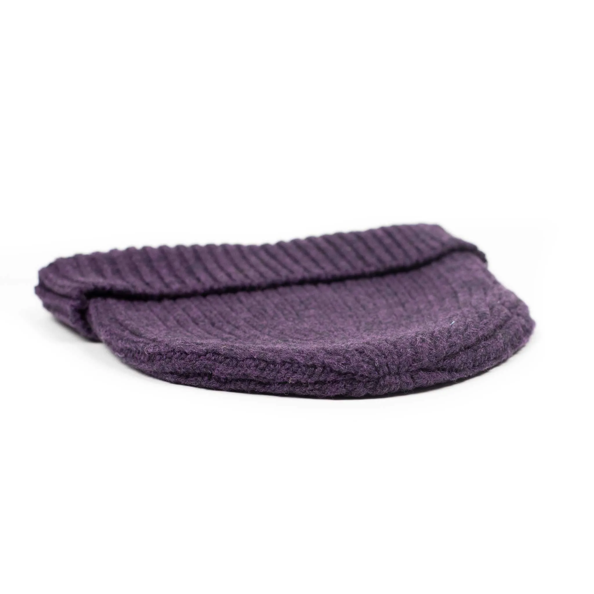 Aasmara wool beanie hat in dark purple wool mix