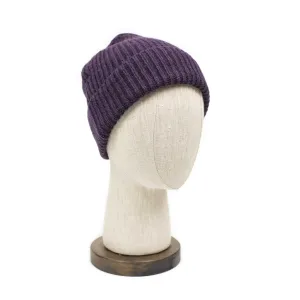 Aasmara wool beanie hat in dark purple wool mix