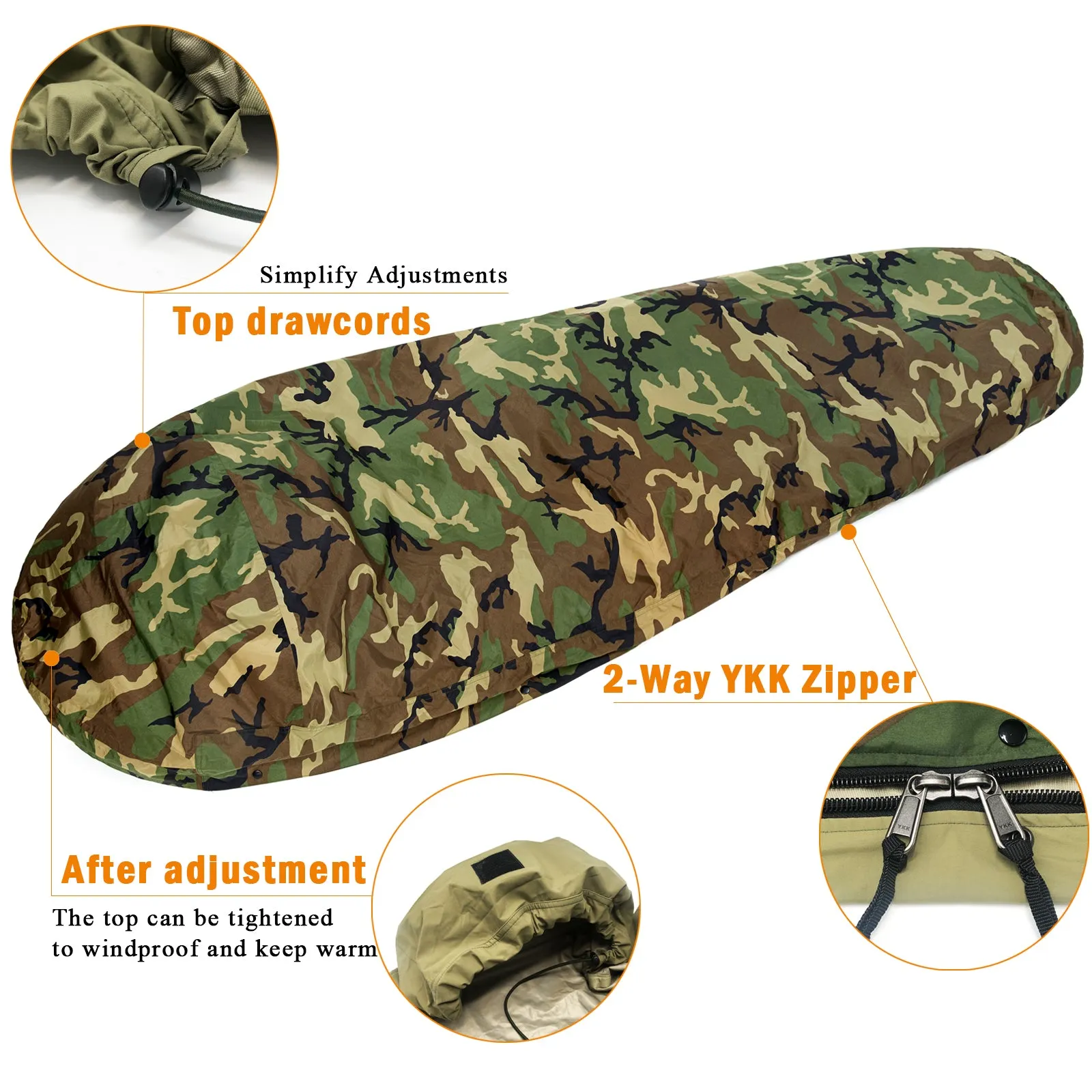 Akmax Bivy Cover Sack for Modular Sleeping Bags Woodland