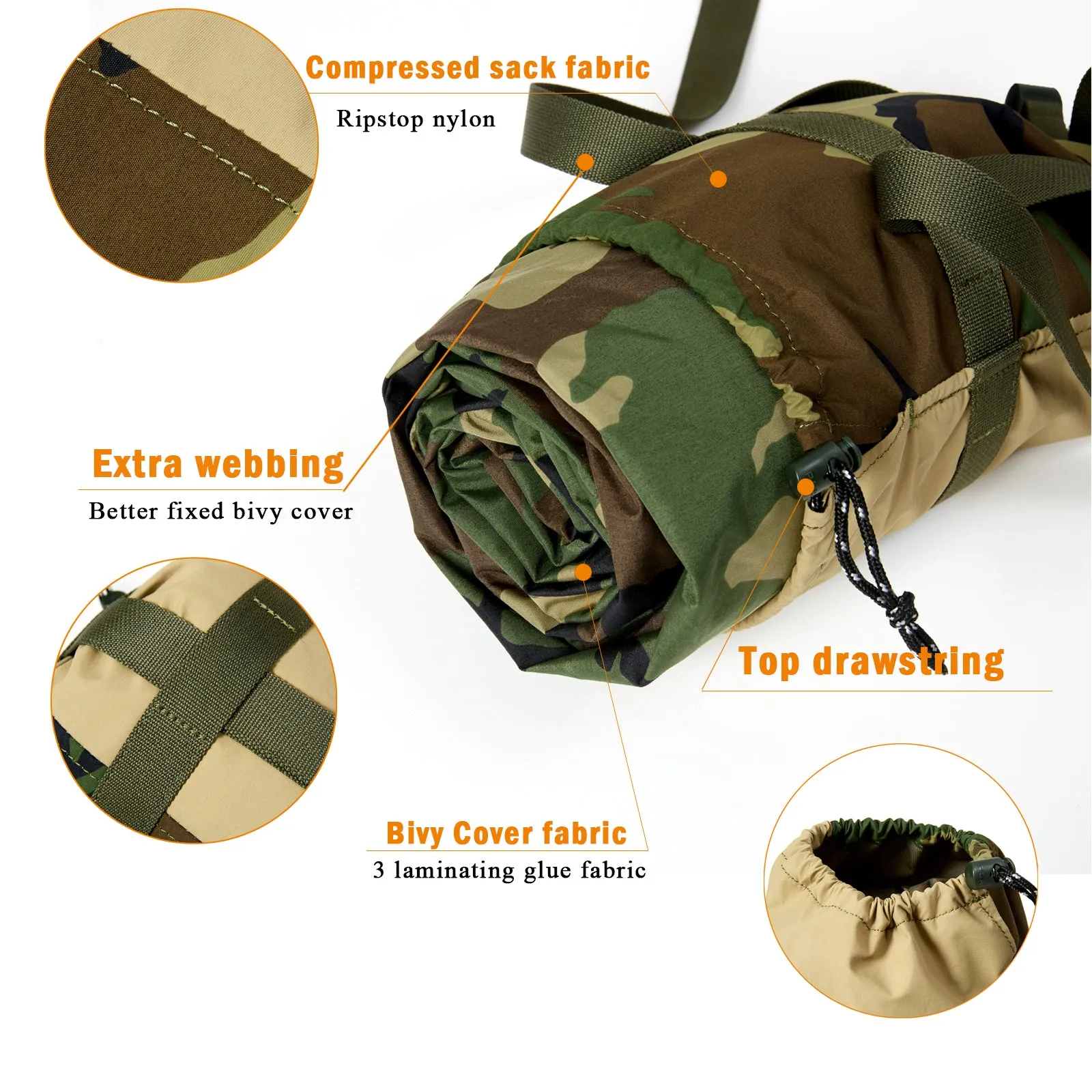 Akmax Bivy Cover Sack for Modular Sleeping Bags Woodland