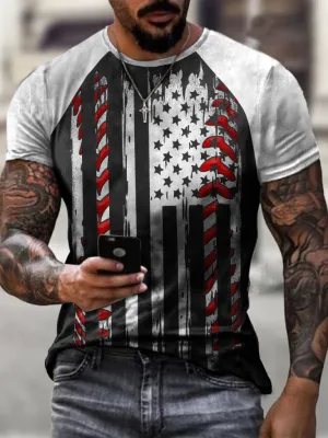 American Baseball Print Vintage  T-Shirt