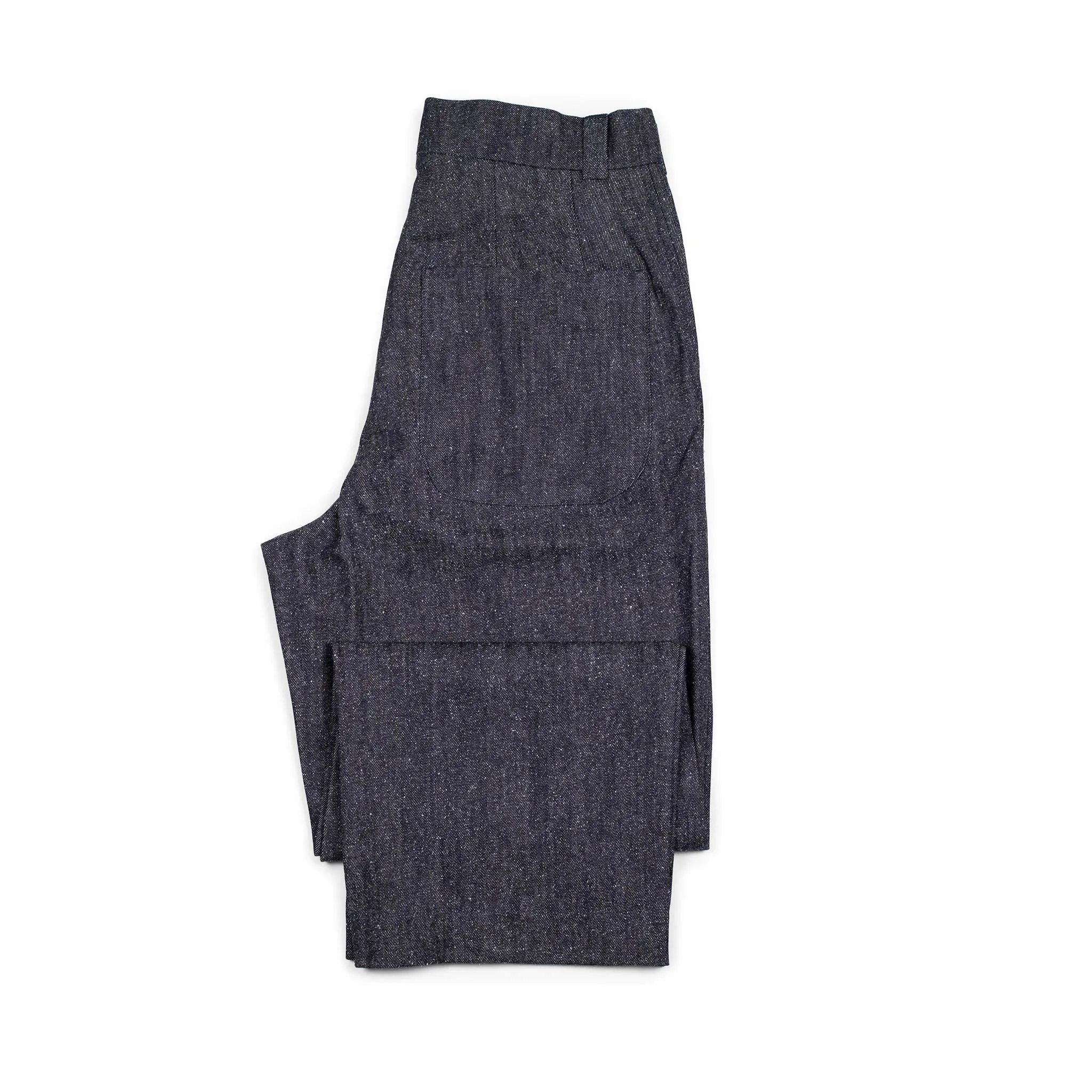 Artist relaxed leg trousers in rinsed cotton and silk denim