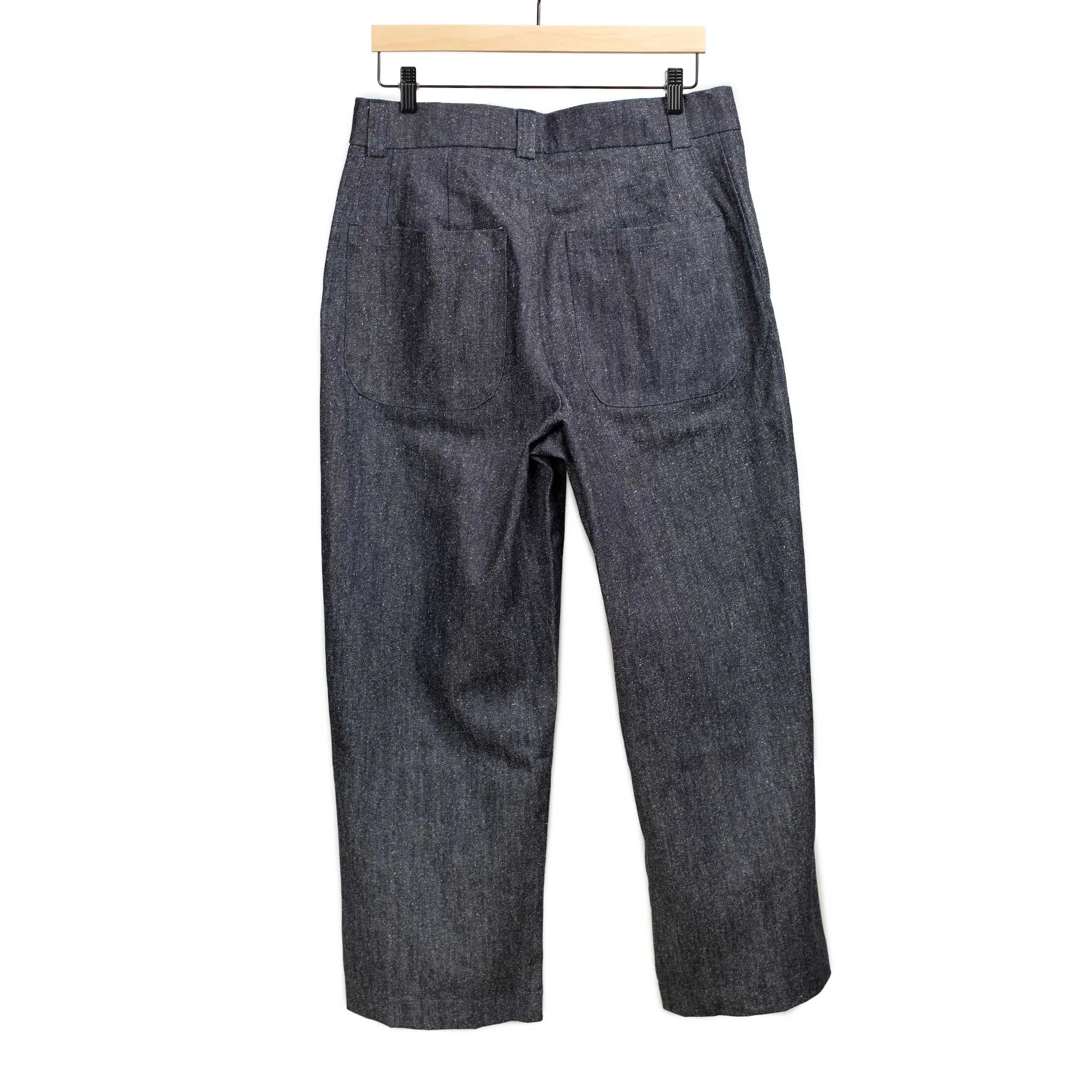 Artist relaxed leg trousers in rinsed cotton and silk denim