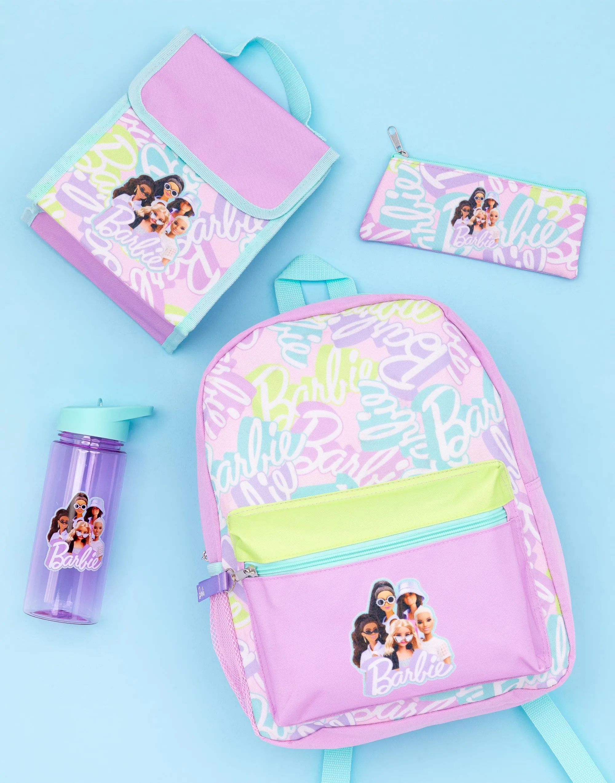 Barbie Girls Dolls 4 Piece Backpack Water Bottle Lunch Bag Pencil Case