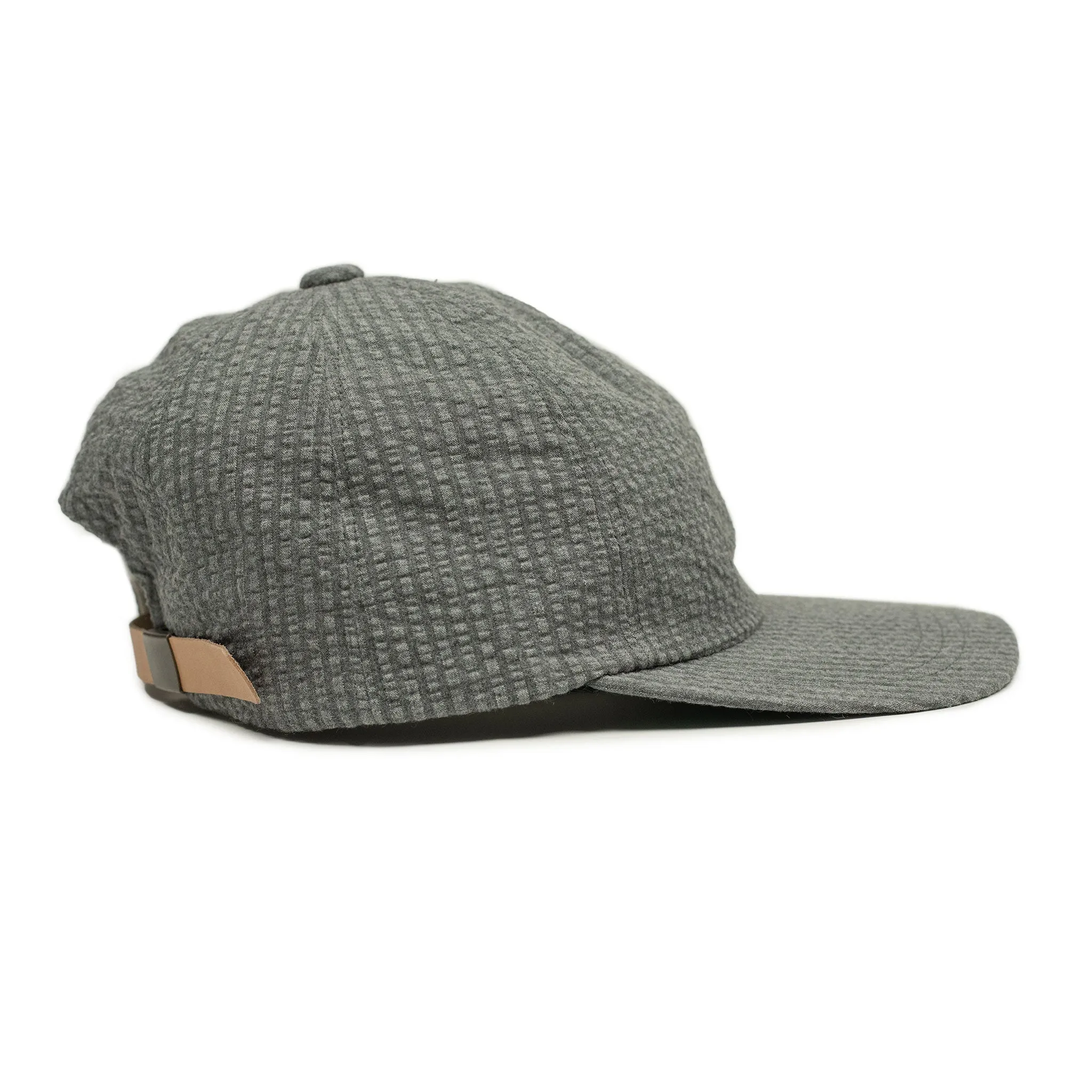 Baseball cap in charcoal and grey cotton seersucker