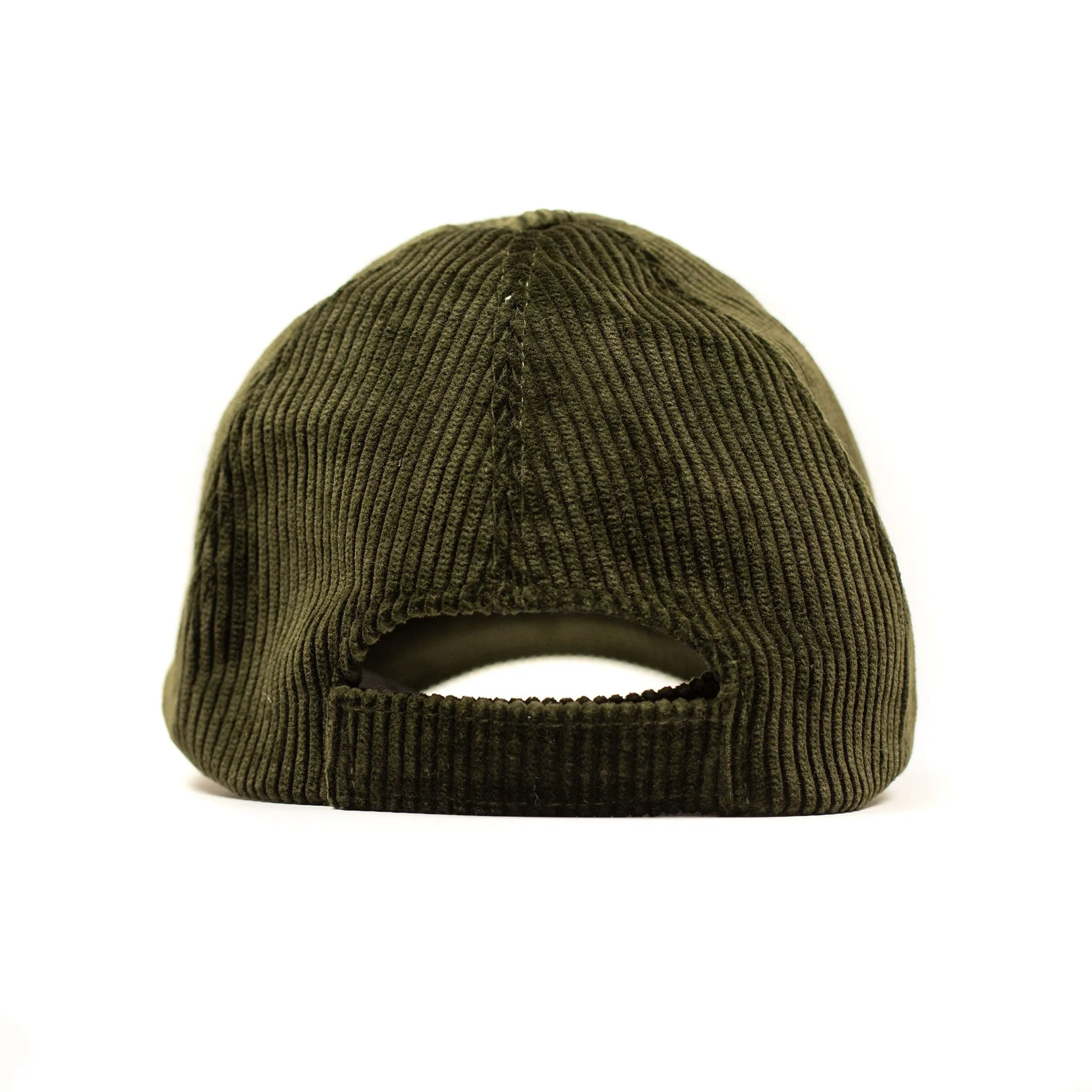 Baseball cap in dark olive wide wale cotton corduroy