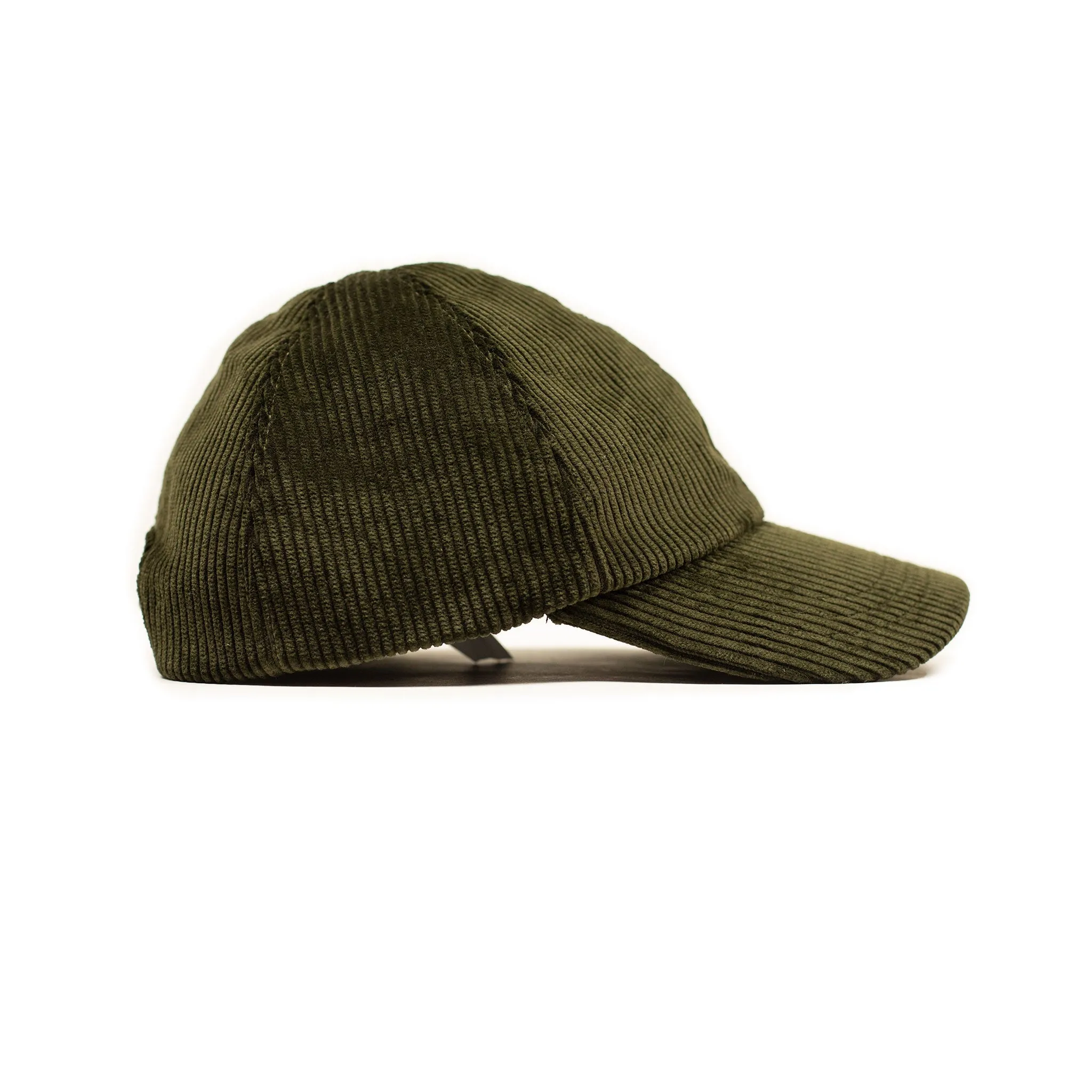 Baseball cap in dark olive wide wale cotton corduroy