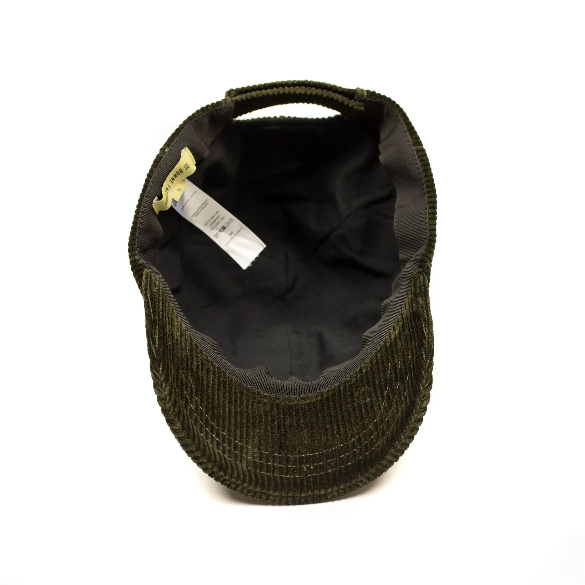 Baseball cap in dark olive wide wale cotton corduroy