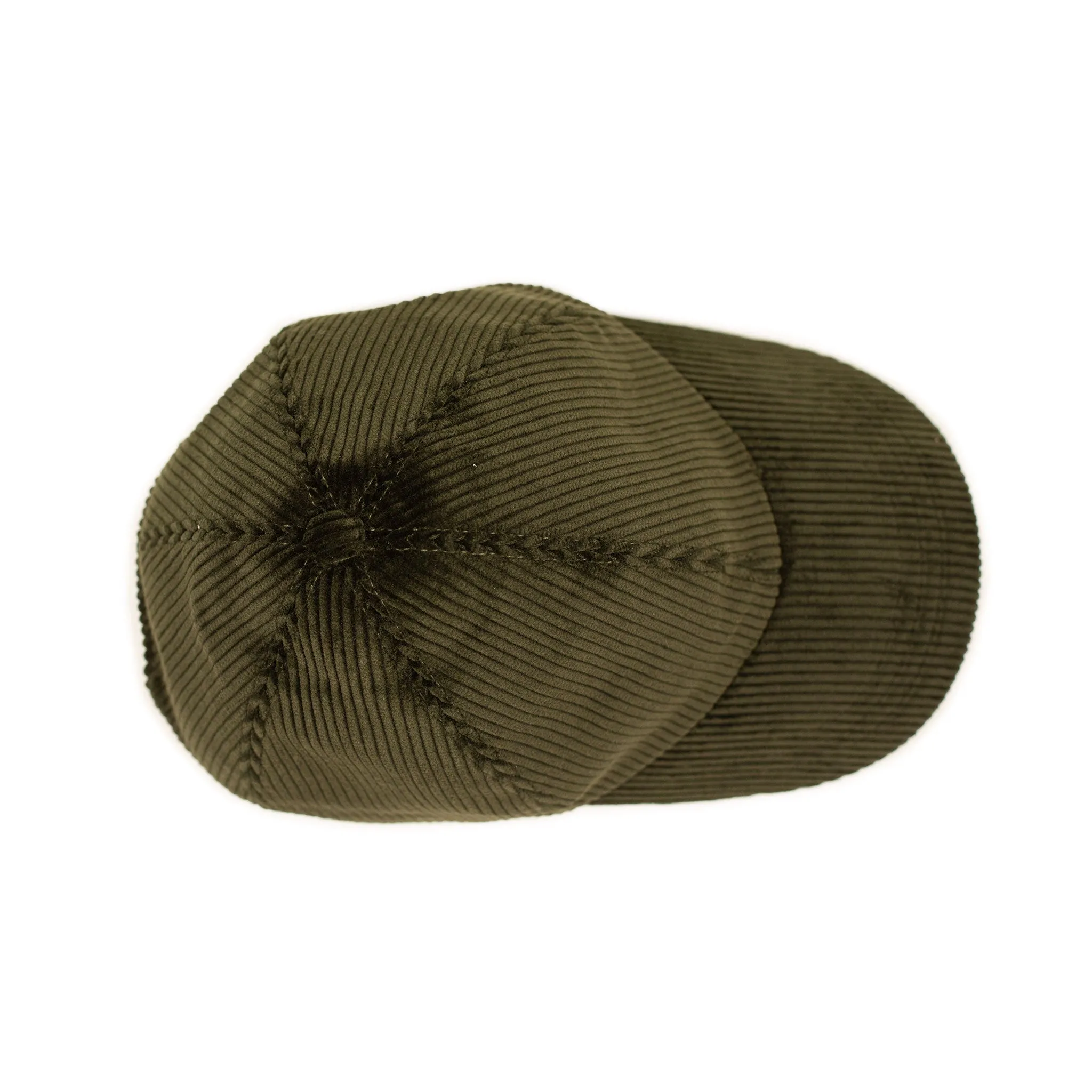 Baseball cap in dark olive wide wale cotton corduroy