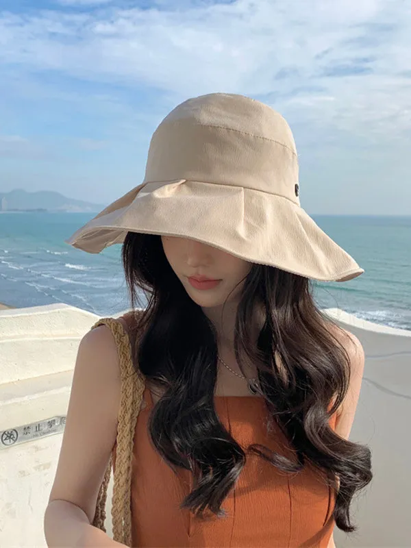 Bowknot Pleated Split-Joint Fisherman Hat Sun Hat