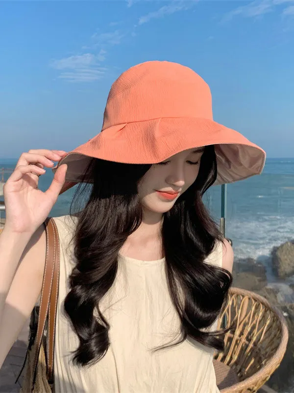 Bowknot Pleated Split-Joint Fisherman Hat Sun Hat