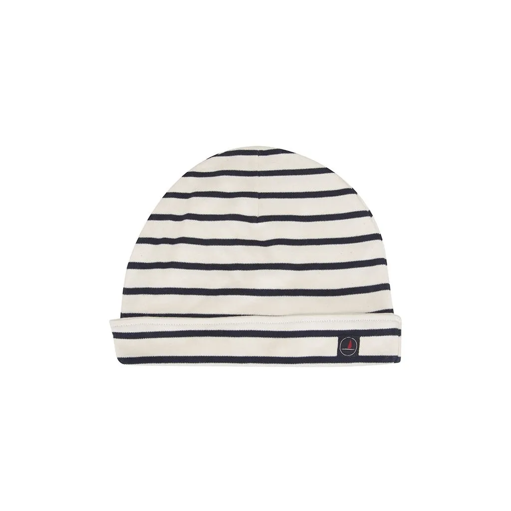 Breton Striped Beanie - Ecru/SR Navy