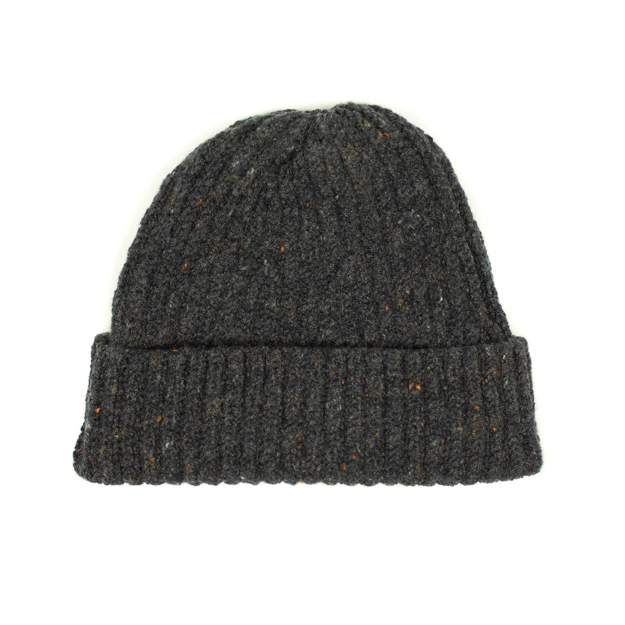 Carbone charcoal wool and cashmere donegal ribbed fisherman hat (restock)