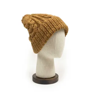 Chamula hand-knit Fisherman Cap in Dark Gold wool