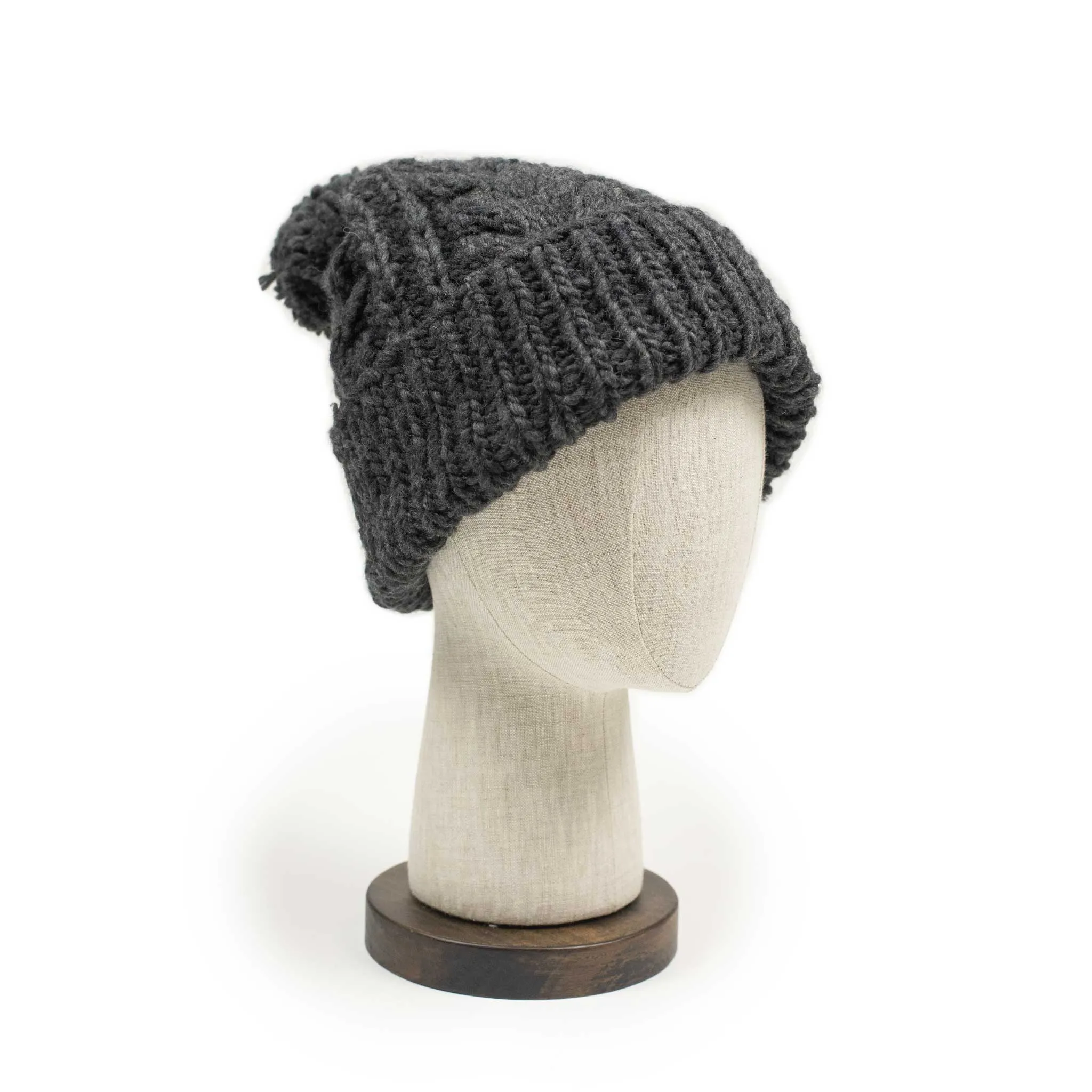 Chamula hand-knit Fisherman Cap in Ox Grey wool