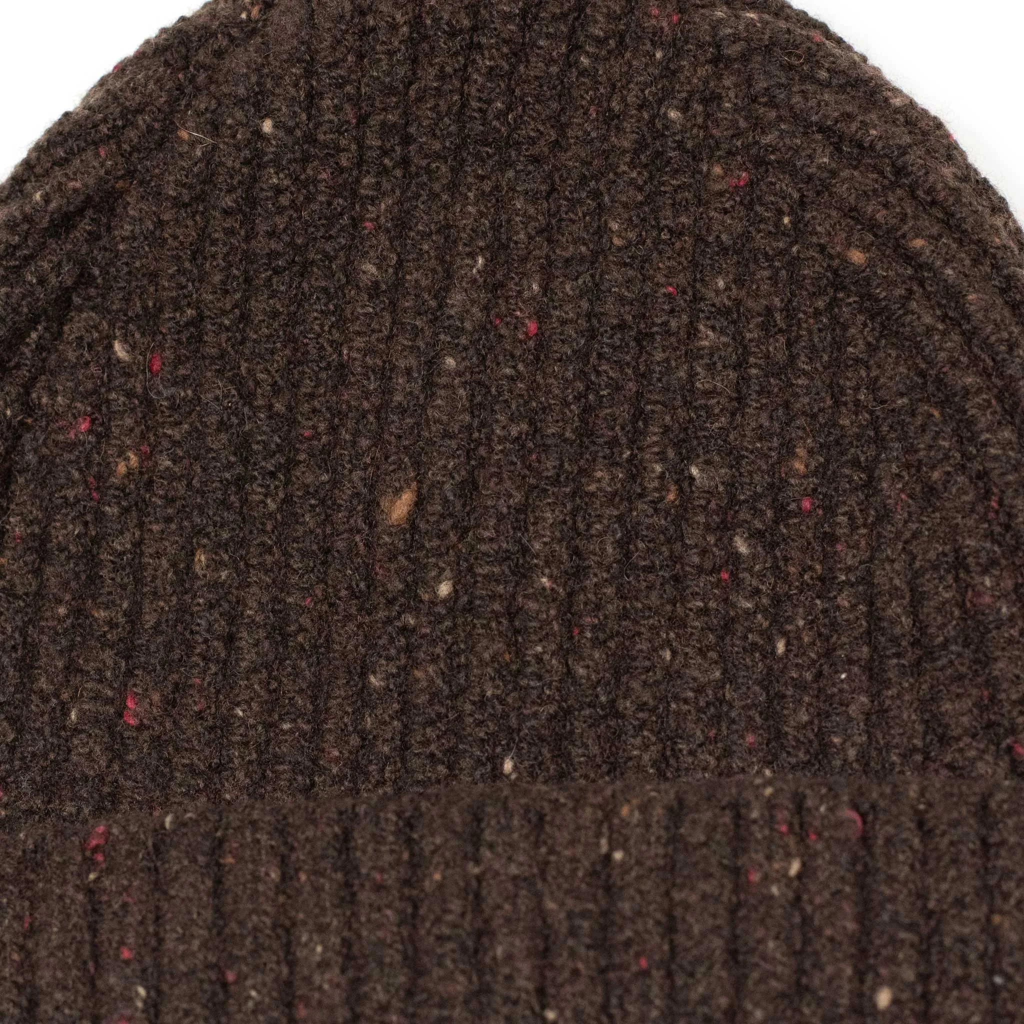 Coffee brown wool and cashmere donegal ribbed fisherman hat