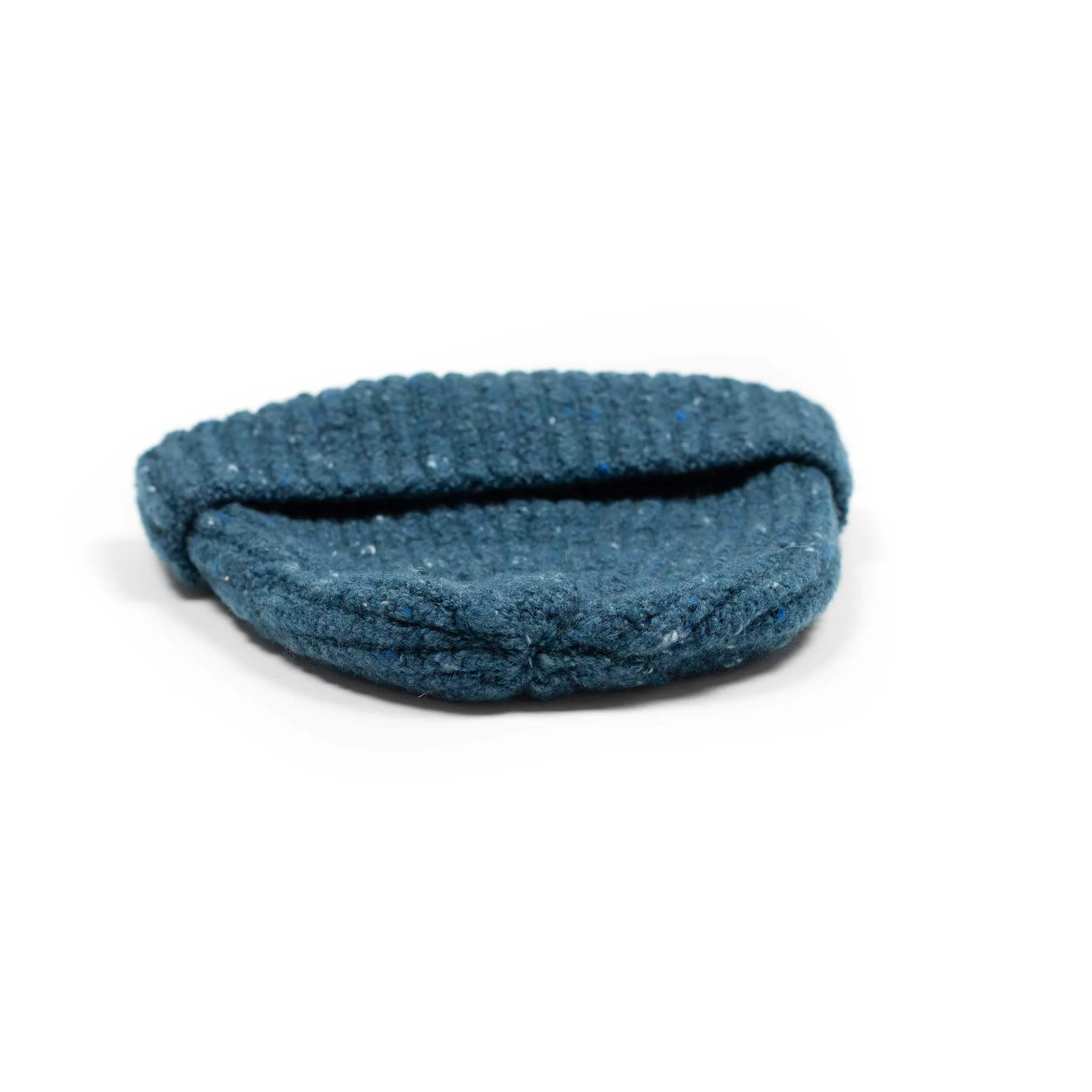 Egeo teal blue wool and cashmere donegal ribbed knit fisherman hat (restock)