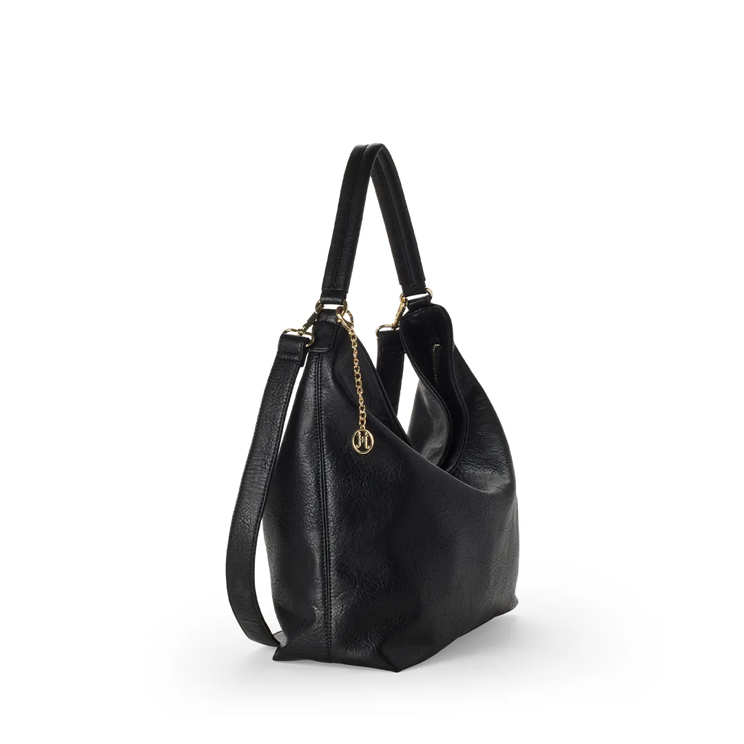 EMILY II Vegan Hobo Bag in Black