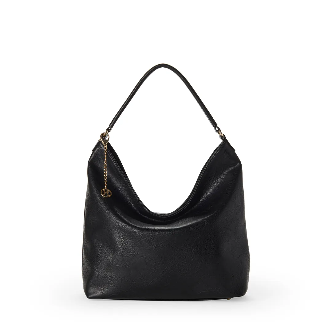 EMILY II Vegan Hobo Bag in Black