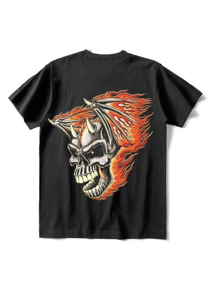 Flame Skull Wings T-Shirt