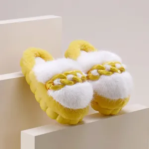 Fluffy Slippers with Links for Women