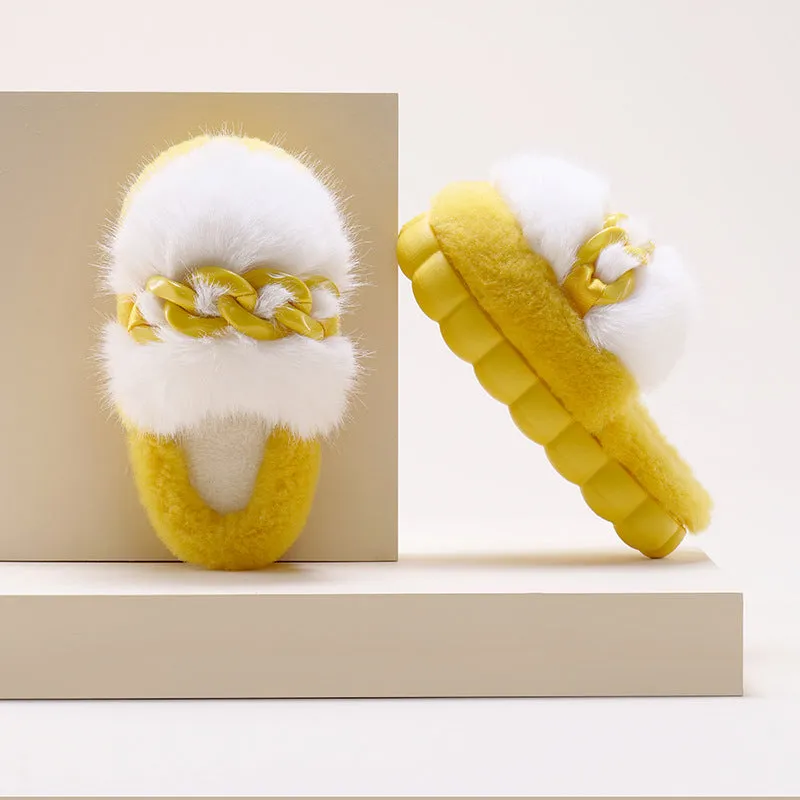 Fluffy Slippers with Links for Women