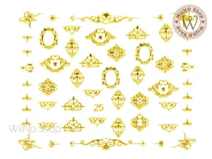 Gold Lace Pattern Adhesive Nail Art Sticker - 1 pc (J25)