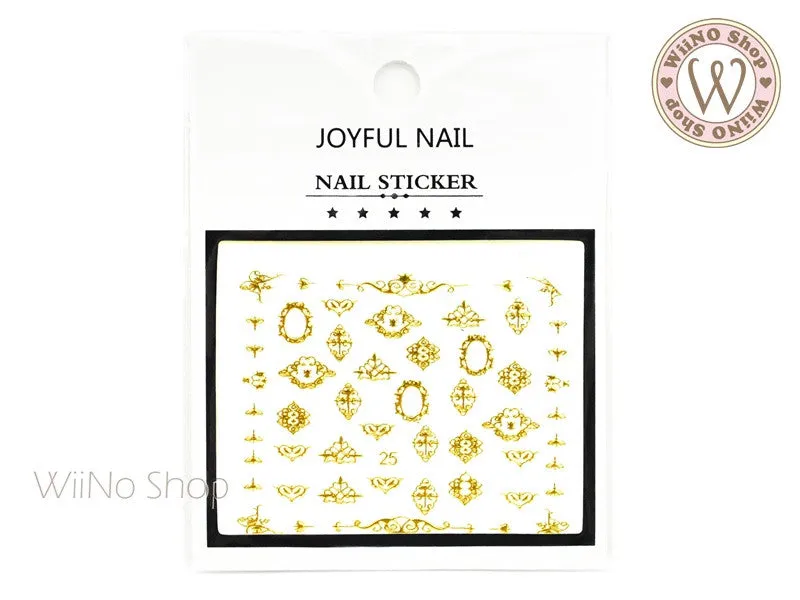 Gold Lace Pattern Adhesive Nail Art Sticker - 1 pc (J25)