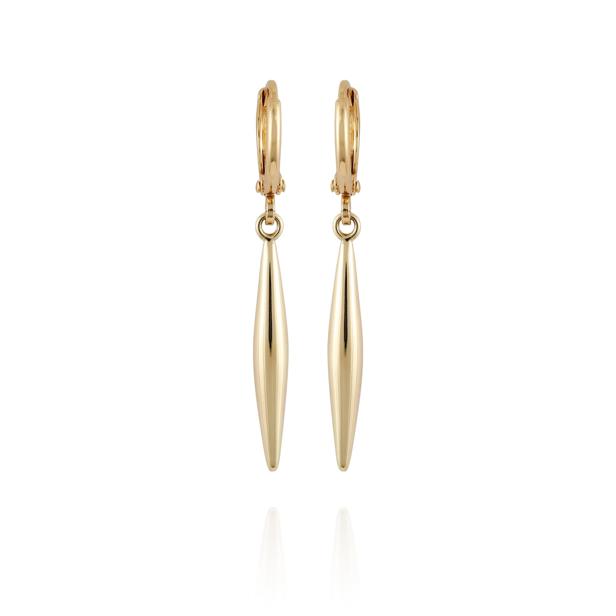 Goldtone Spear Dangle Huggie Hoop Dangle Drop Earrings