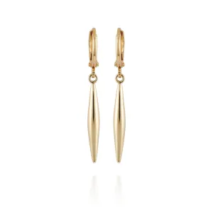 Goldtone Spear Dangle Huggie Hoop Dangle Drop Earrings