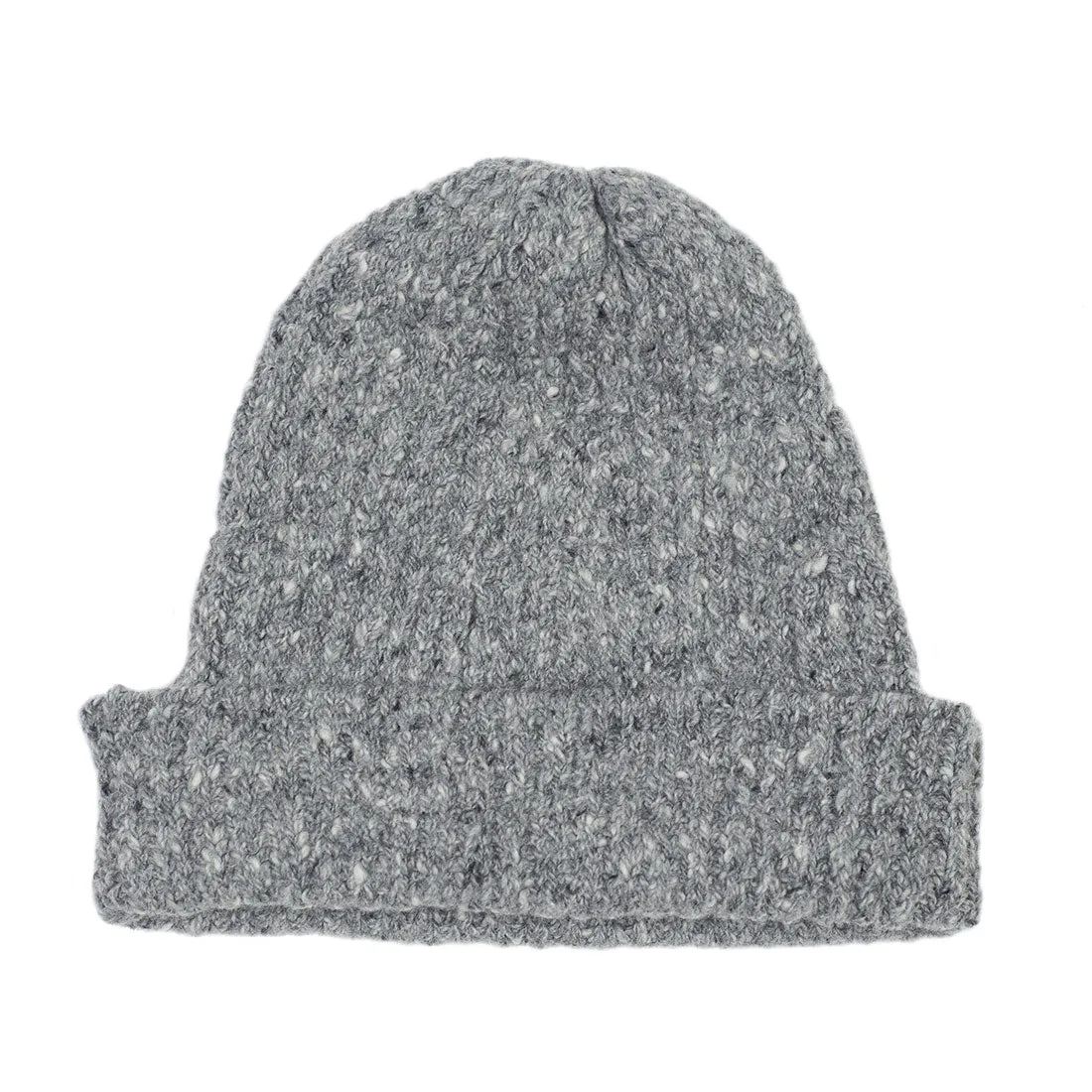 Grigio grey wool and cashmere donegal ribbed knit fisherman hat (restock)