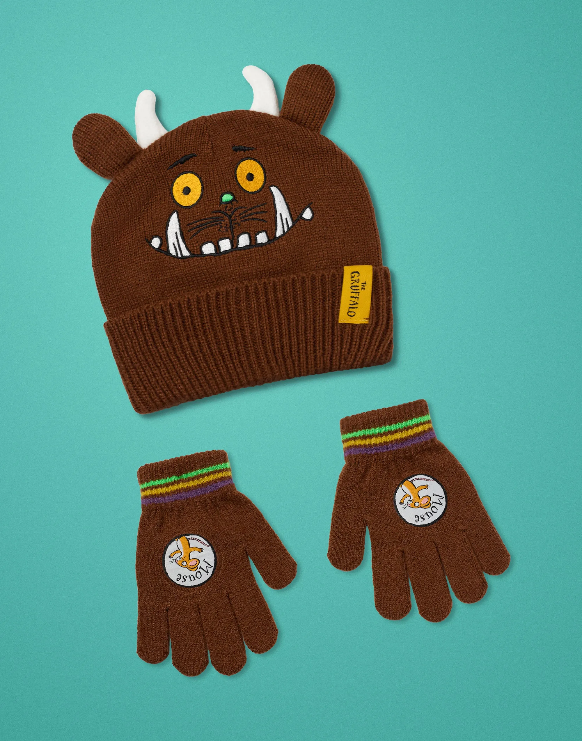 Gruffalo & Friends Unisex Kids Brown Beanie and Gloves Set