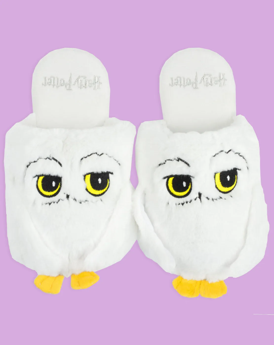 Harry Potter Hedwig Women's 3D Plush Slippers - White