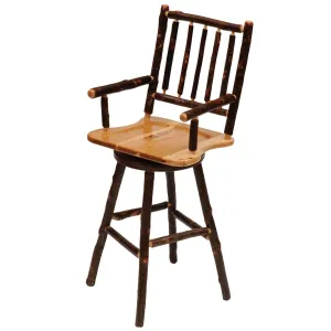 Hickory 24" Swivel Barstool w/Wooden Seat/Arms