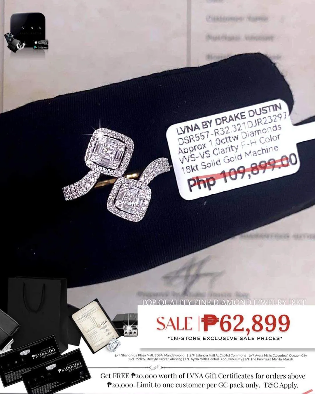 #LVNA2024 | Double Cushion Diamond Ring 18kt