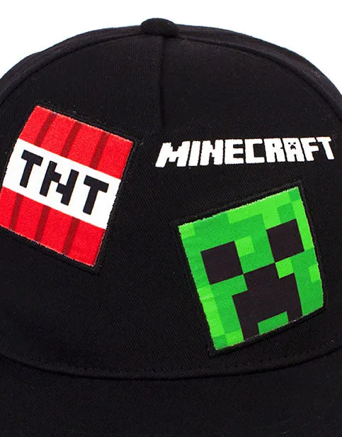 Minecraft Cap For Boys TNT Green Creeper Snapback Hat - Black