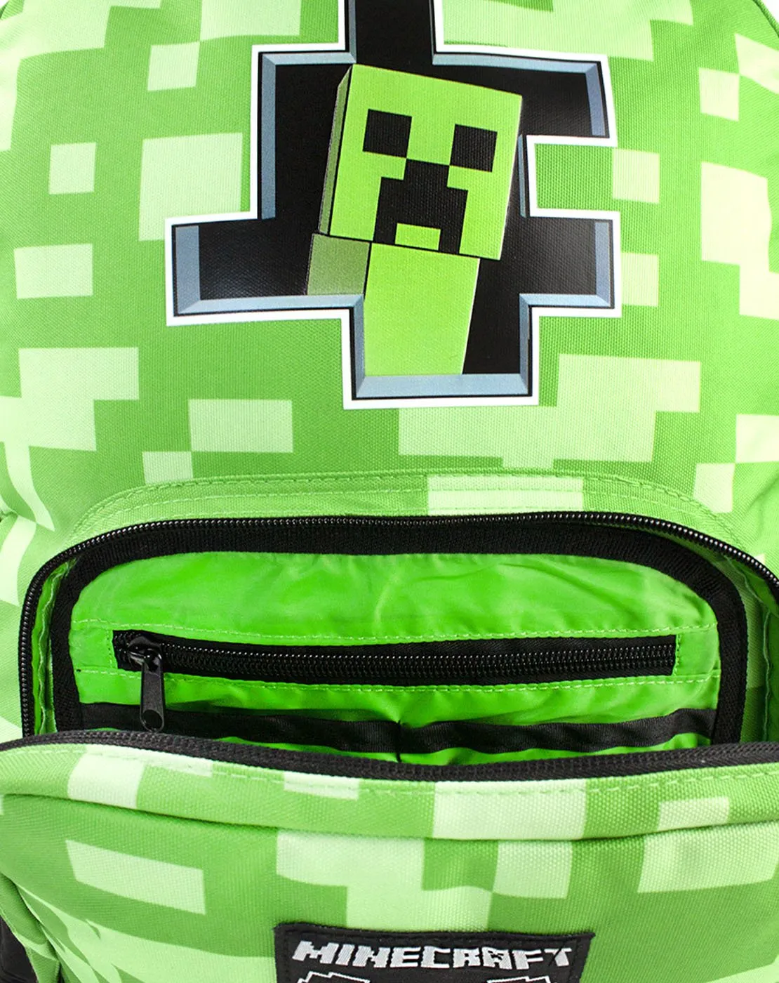 Minecraft Creeper Inside Kids School Backpack - Green