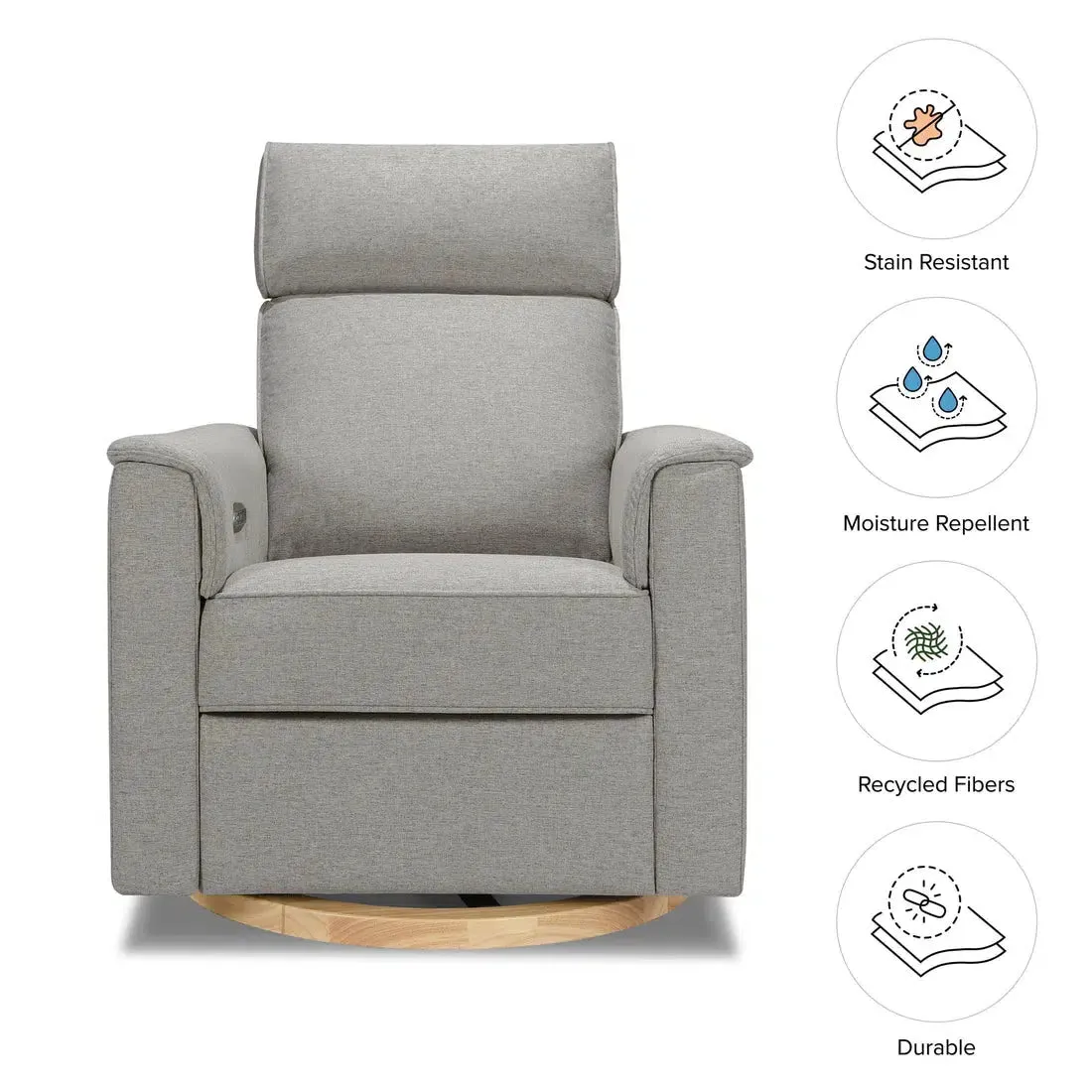 Monogram by Namesake - Willa Power Recliner w/ Adjustable Headrest - Grey Eco-Twill Performance Fabric