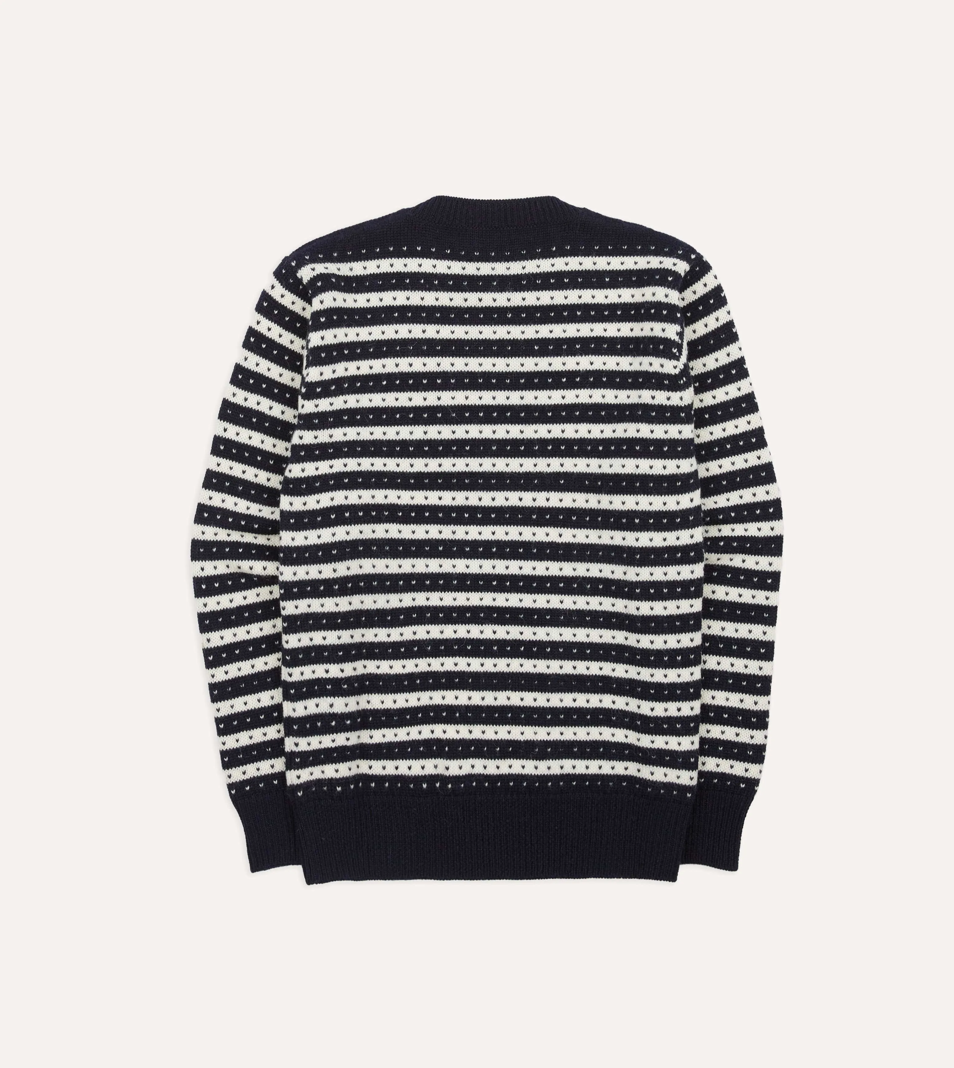 Norwegian Striped Birdseye Wool Alpaca Crew Neck Jumper