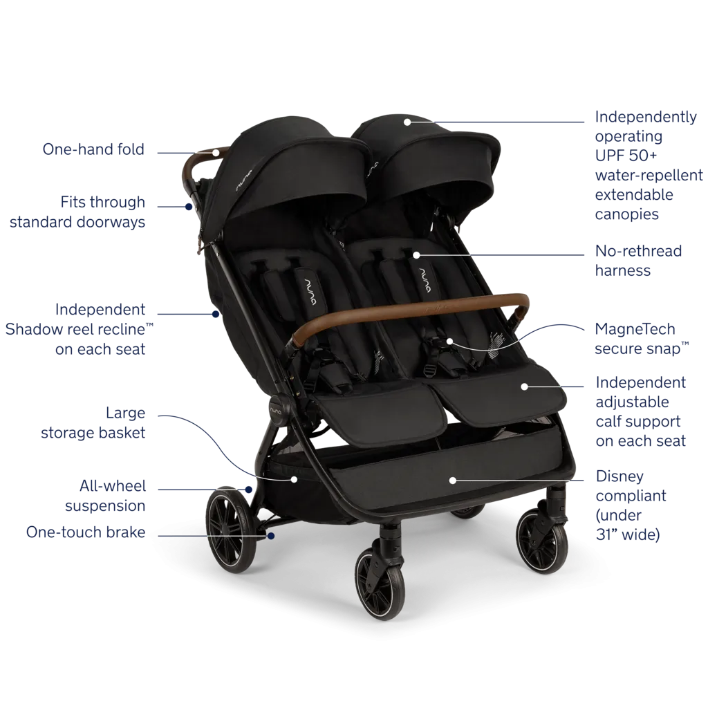 Nuna - TRVL DUBL Stroller - Caviar