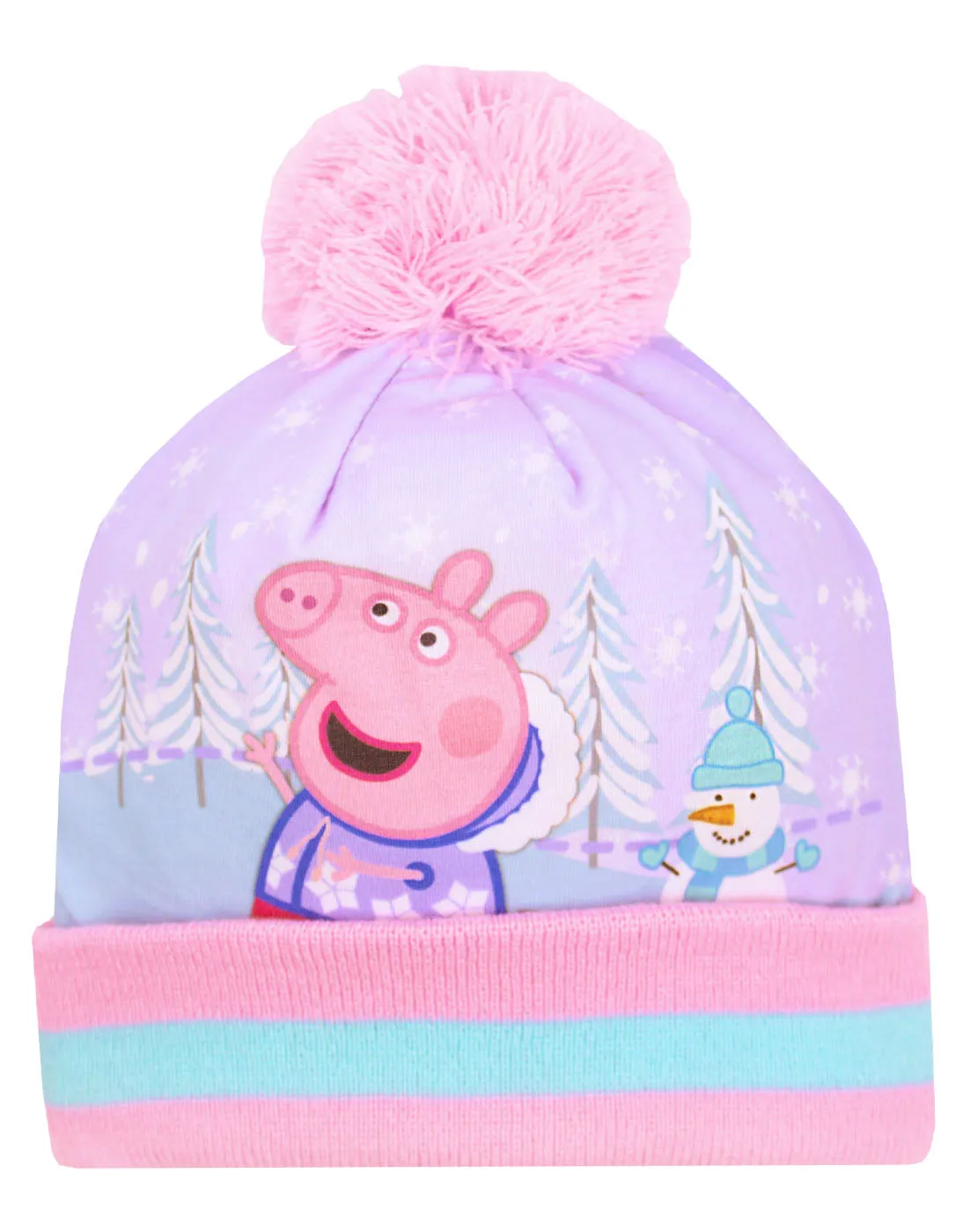 Peppa Pig Pom Pom Kids Winter Woolly Girls Pink Hat