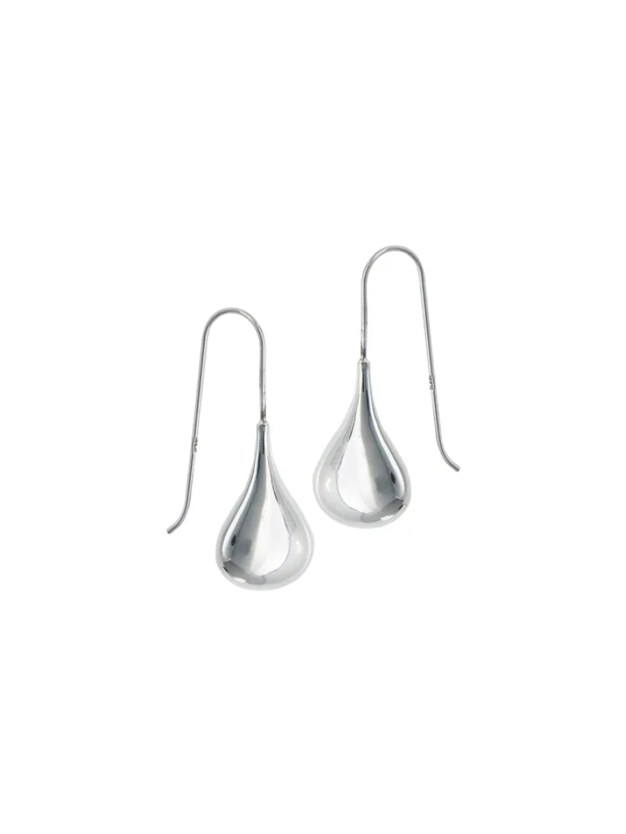 Polished Silver Teardrop Earrings