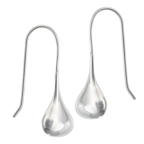 Polished Silver Teardrop Earrings