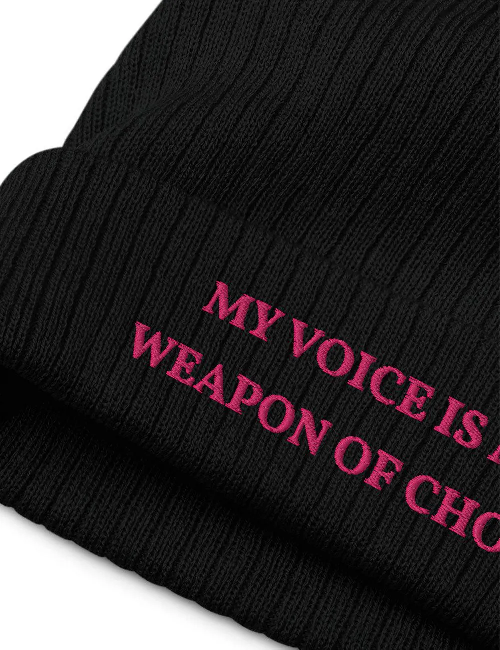 "Weapon of Choice" Ribbed Knit Embroidered Beanie