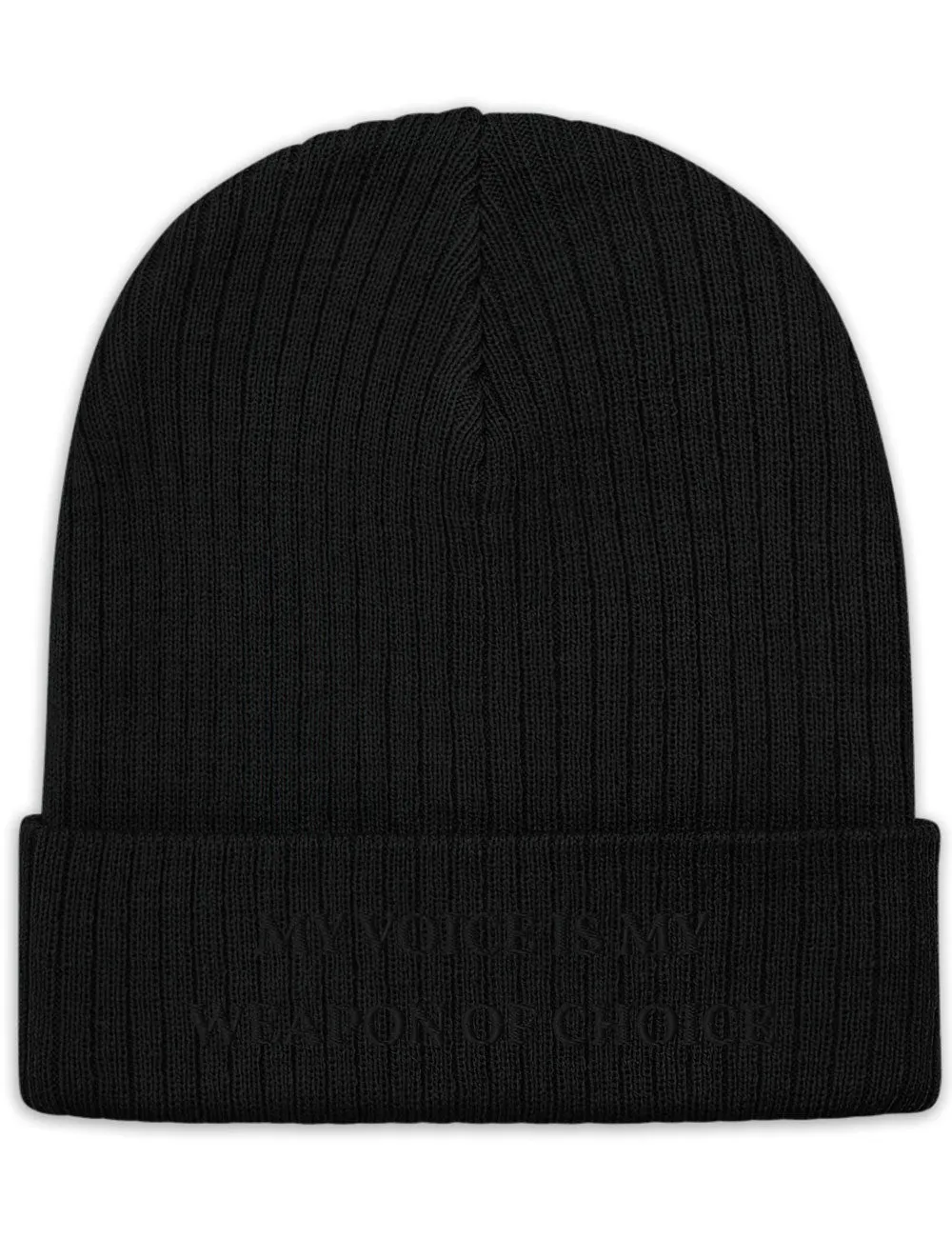 "Weapon of Choice" Ribbed Knit Embroidered Beanie