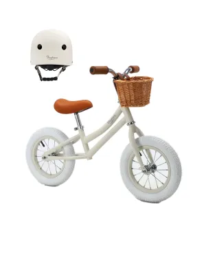 Ride-On Balance Bike Ivory White   Helmet